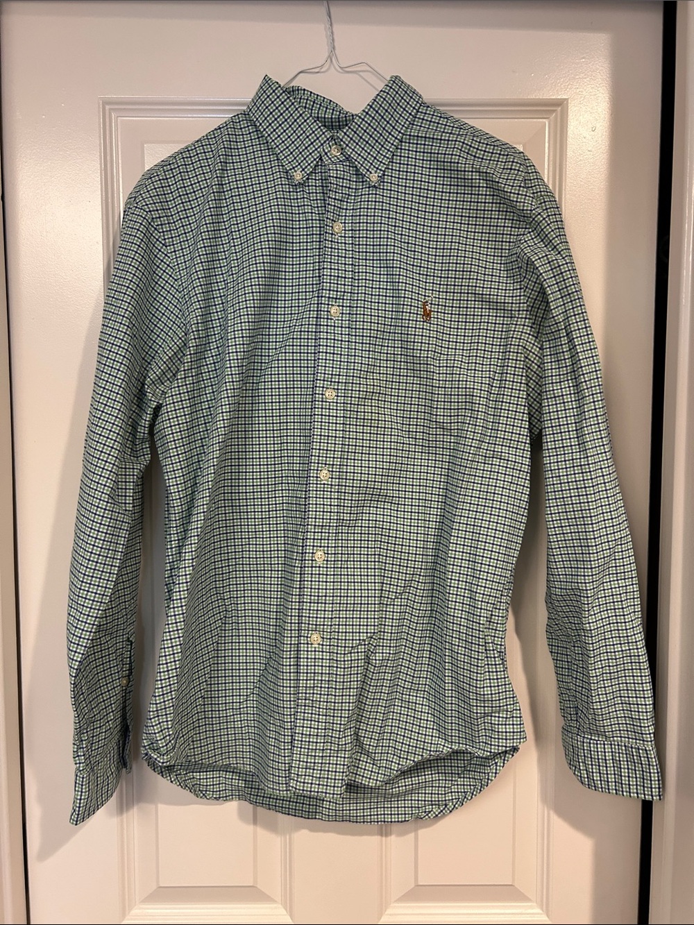 Ralph Lauren Men’s Green and Blue Check Button-Down Shirt